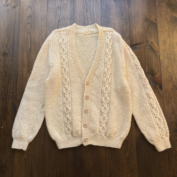Kardigan Vintage Chunky Knit Broken White