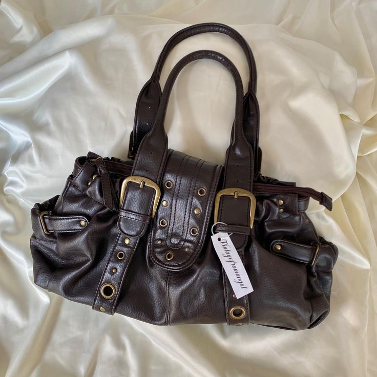 Retro Brown Leatherette Buckle Bag