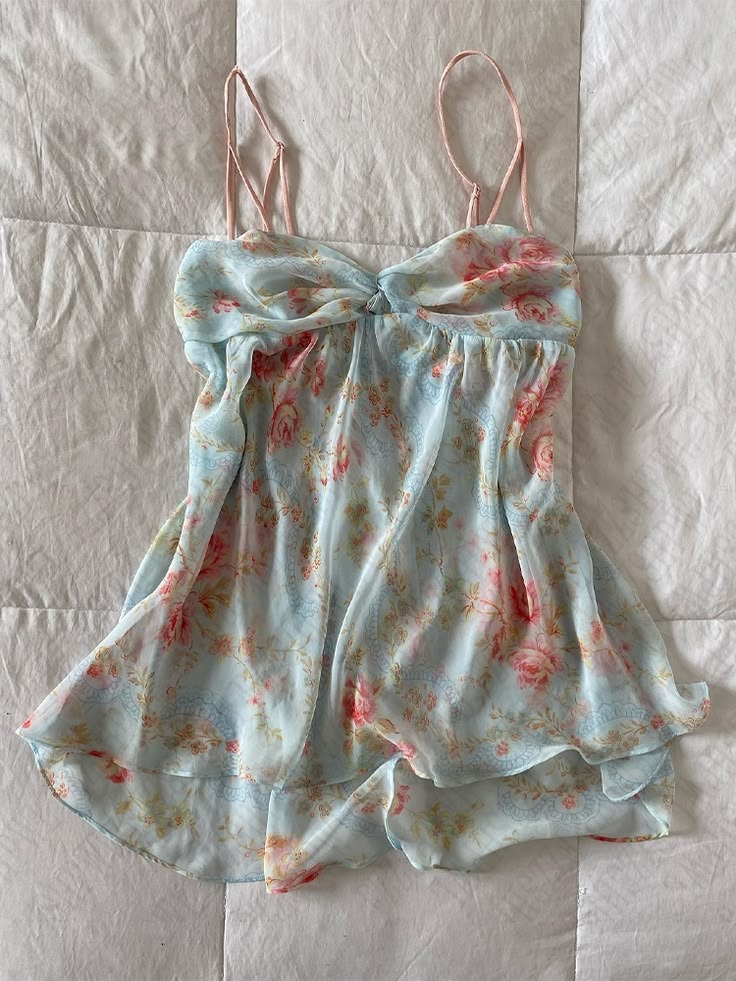 Blue Floral Babydoll Camisole