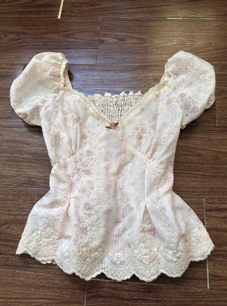 White Coquette Floral Top