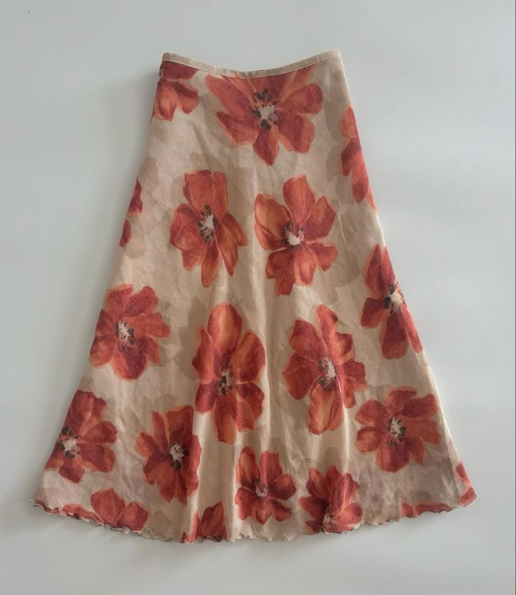 Rok Midi Satin Sunset Floral